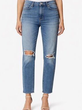 MOTHER Superior Trickster Ankle Medium Wash Distressed Straight Leg Jeans